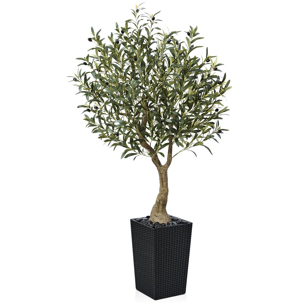 VeriNatural Olivenbaum Künstlich 180 cm - Kunstpflanze Groß UV-beständige, Kunstbaum wie echt mit Braun Kegelformiger Topf - Ideal für Wohnzimmer, Büro, Garten und Indoor & Outdoor Deko, VN137