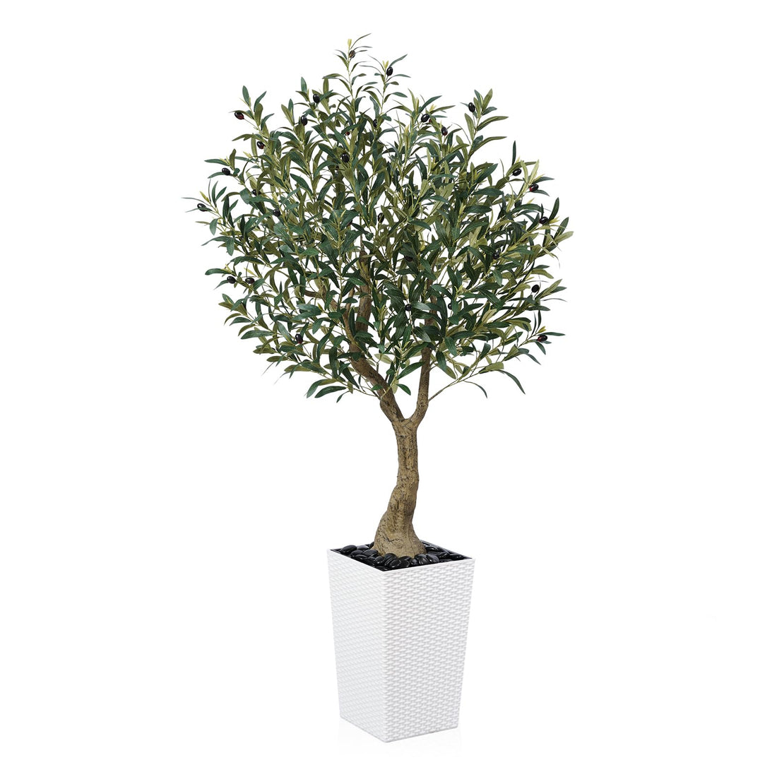 VeriNatural Olivenbaum Künstlich 180 cm - Kunstpflanze Groß UV-beständige, Kunstbaum wie echt mit Braun Kegelformiger Topf - Ideal für Wohnzimmer, Büro, Garten und Indoor & Outdoor Deko, VN137